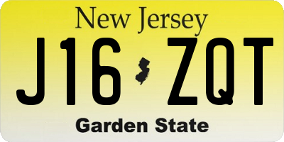 NJ license plate J16ZQT