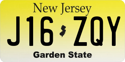 NJ license plate J16ZQY