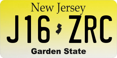 NJ license plate J16ZRC
