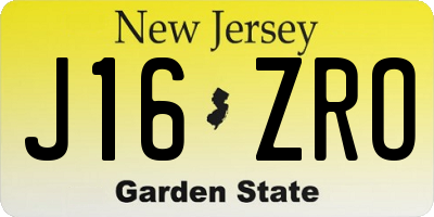NJ license plate J16ZRO