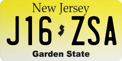 NJ license plate J16ZSA