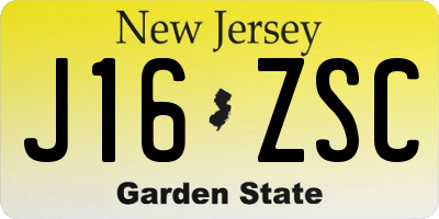 NJ license plate J16ZSC