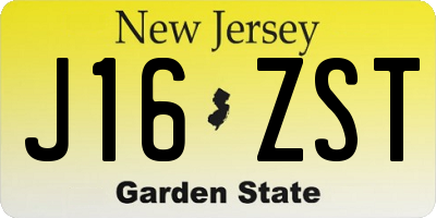 NJ license plate J16ZST