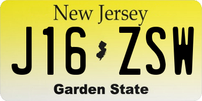 NJ license plate J16ZSW