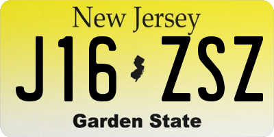 NJ license plate J16ZSZ