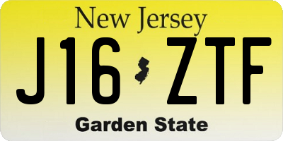 NJ license plate J16ZTF