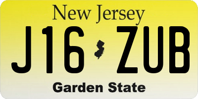NJ license plate J16ZUB