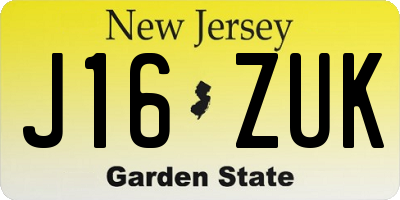 NJ license plate J16ZUK