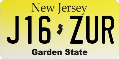 NJ license plate J16ZUR