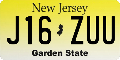 NJ license plate J16ZUU