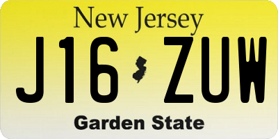 NJ license plate J16ZUW