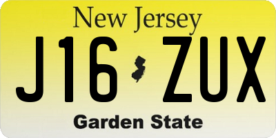 NJ license plate J16ZUX