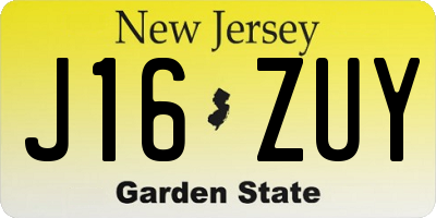 NJ license plate J16ZUY