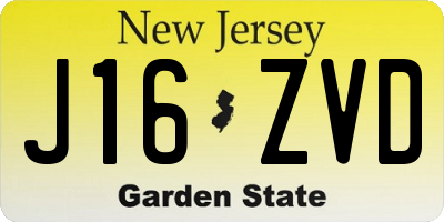 NJ license plate J16ZVD
