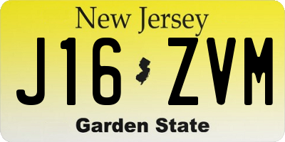 NJ license plate J16ZVM