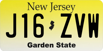 NJ license plate J16ZVW
