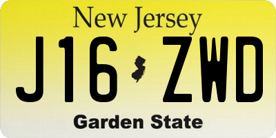 NJ license plate J16ZWD