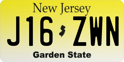 NJ license plate J16ZWN