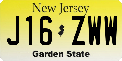 NJ license plate J16ZWW