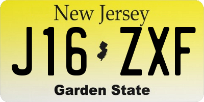 NJ license plate J16ZXF
