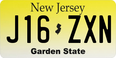 NJ license plate J16ZXN