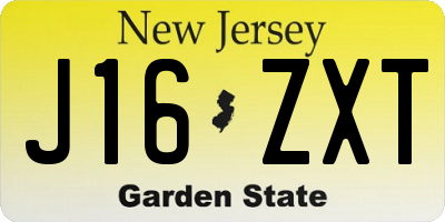 NJ license plate J16ZXT