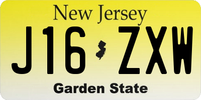 NJ license plate J16ZXW