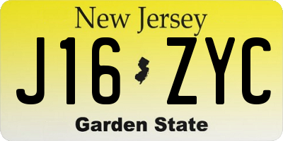NJ license plate J16ZYC