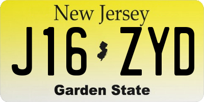NJ license plate J16ZYD