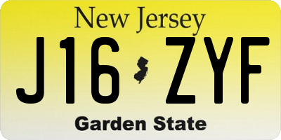 NJ license plate J16ZYF