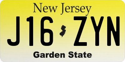 NJ license plate J16ZYN