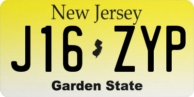 NJ license plate J16ZYP