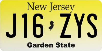NJ license plate J16ZYS