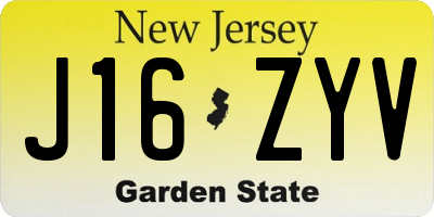 NJ license plate J16ZYV
