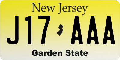NJ license plate J17AAA