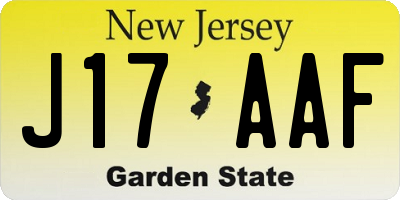 NJ license plate J17AAF