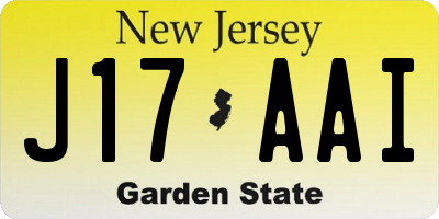 NJ license plate J17AAI