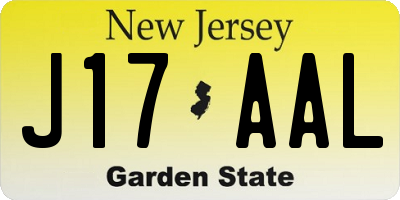 NJ license plate J17AAL