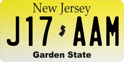 NJ license plate J17AAM