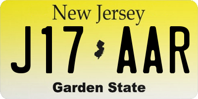 NJ license plate J17AAR