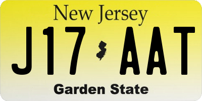 NJ license plate J17AAT