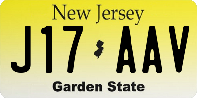 NJ license plate J17AAV