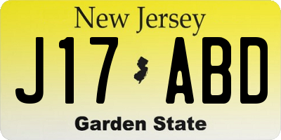 NJ license plate J17ABD