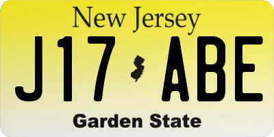 NJ license plate J17ABE