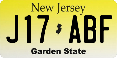 NJ license plate J17ABF