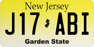 NJ license plate J17ABI