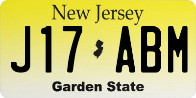 NJ license plate J17ABM