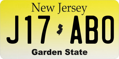 NJ license plate J17ABO