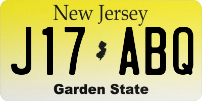 NJ license plate J17ABQ