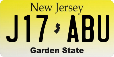 NJ license plate J17ABU